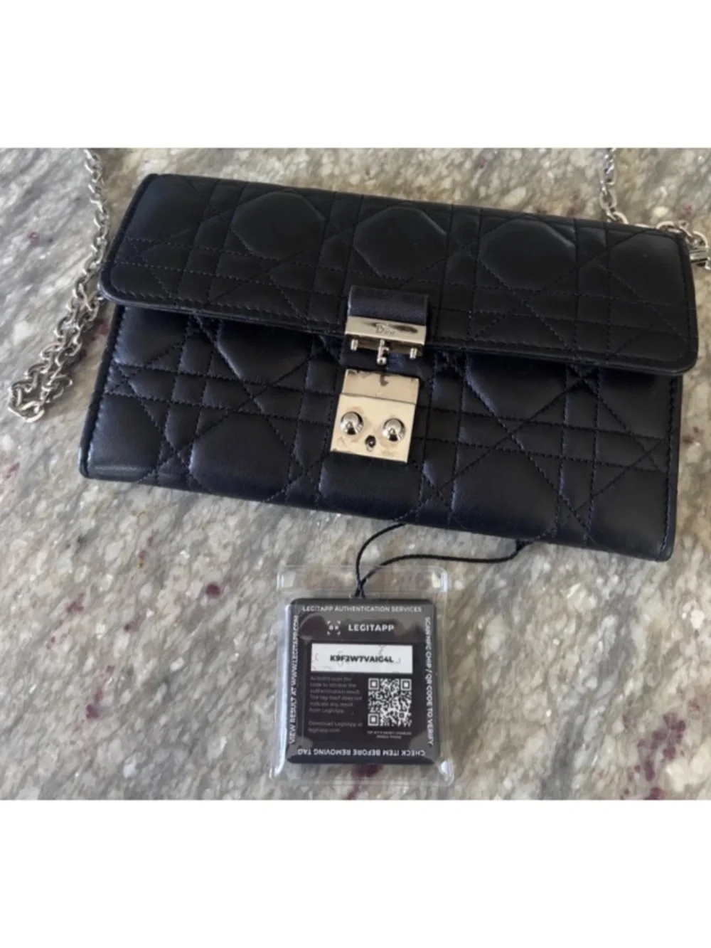 CHRISTIAN DIOR CANNAGE WALLET on Chain Lambskin AUTHENTIC
